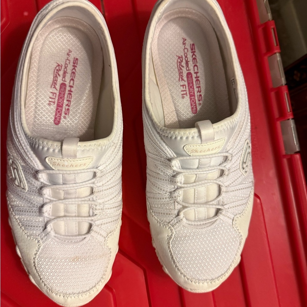 Skechers Women's White Slip-On Athletic Sneakers
